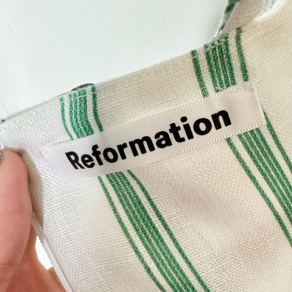 Reformation Eileen Striped Linen Midi Dress Sz 0 - Picture 9 of 10